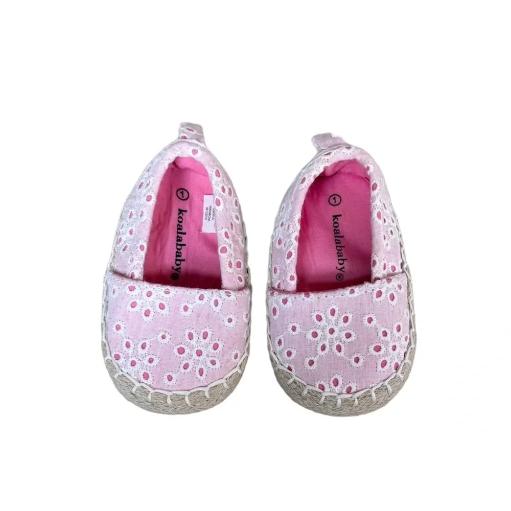 Baby girl shoes summer walker crawler shoes pink espadrille crochet size 1